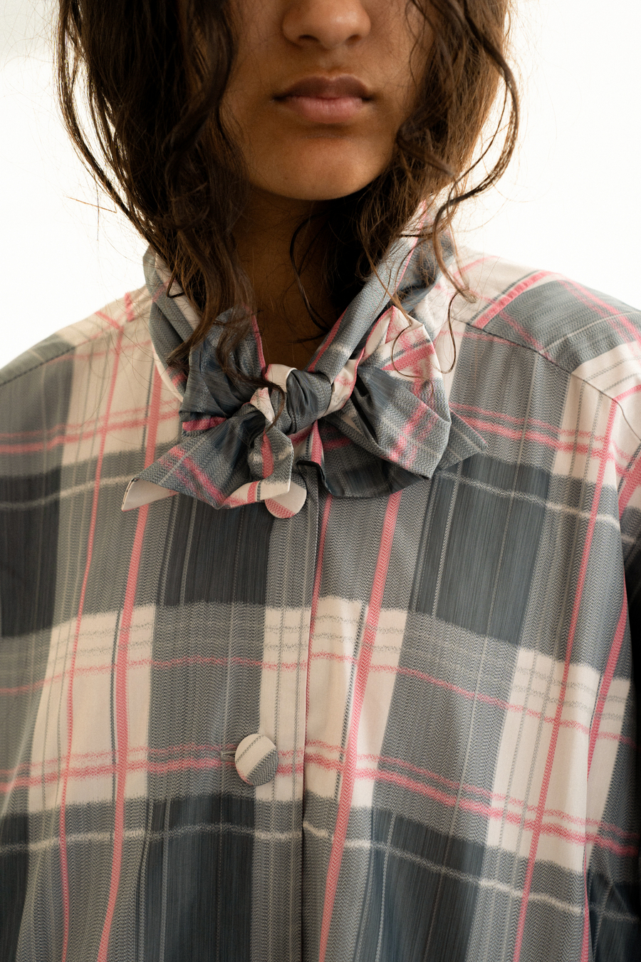 Плащ из фактурной ткани в клетку