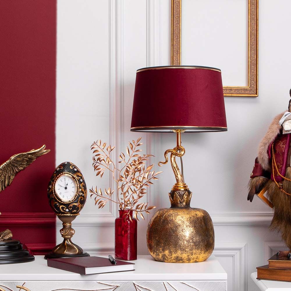 Настольная лампа Гранат Бронза с абажуром Тюссо Конфети Рубивайн
