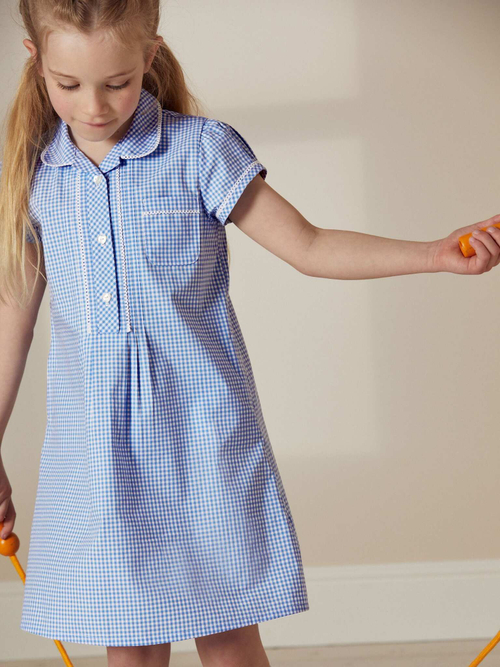 Платье школьное для девочки Next C19-763, Голубой, Белый
