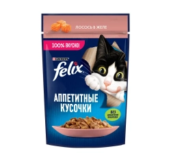 Felix влажный корм для кошек аппетитные кусочки с лососем пауч 75 г