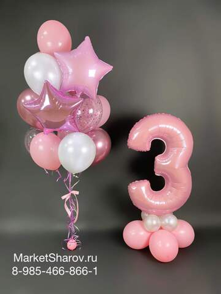 Розовая пудра, набор шаров