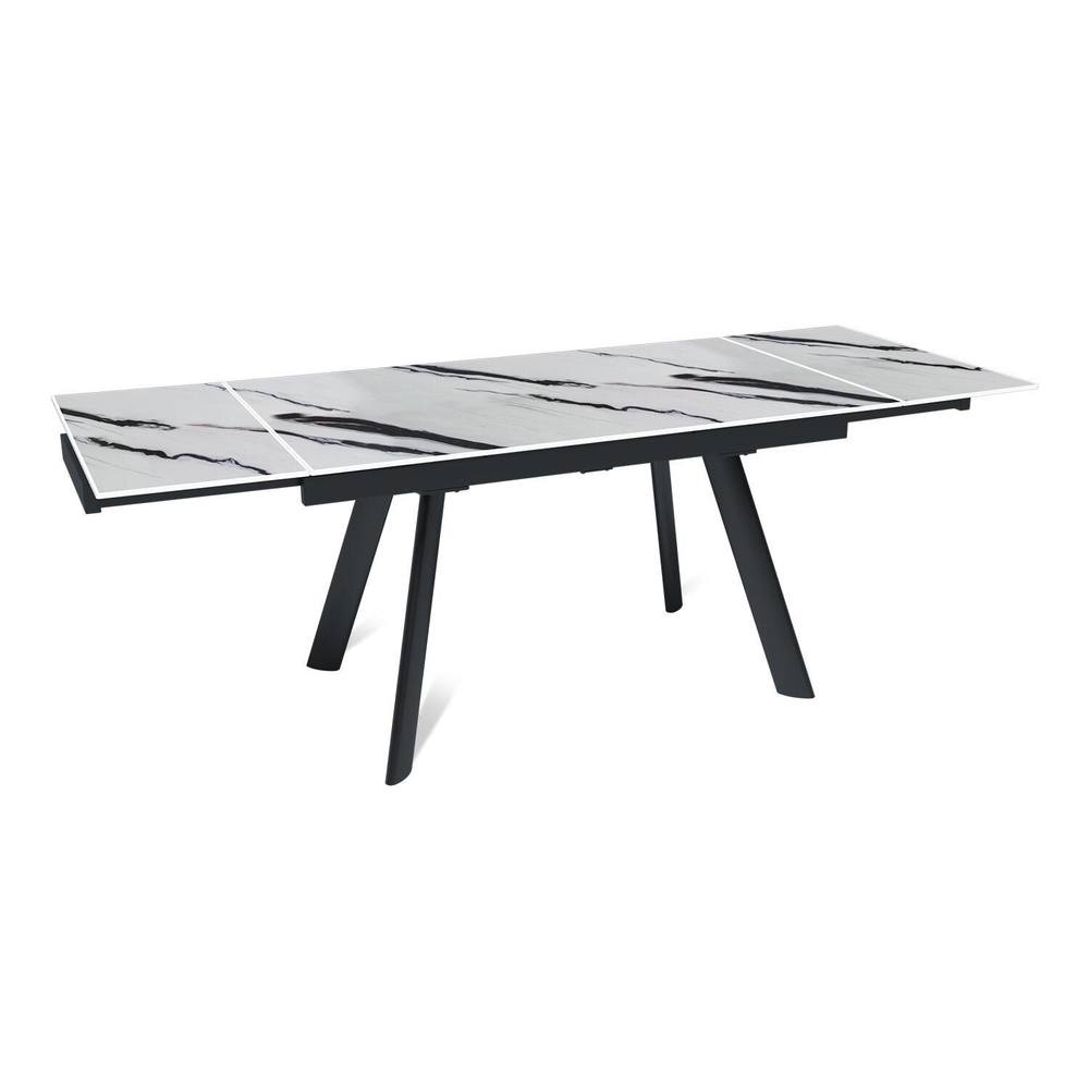 Стол раскладной Stone (140+40+40), керамика глянцевая Panda white