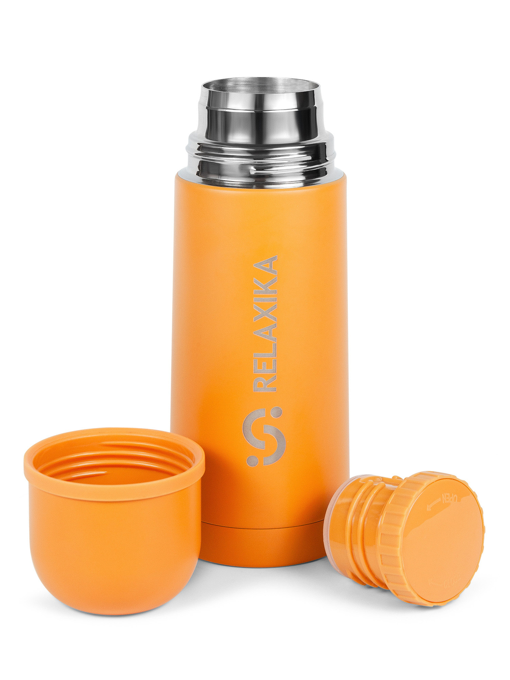 Термос Relaxika 101 (0,35 литра), желтый (стикерпак "Морской")