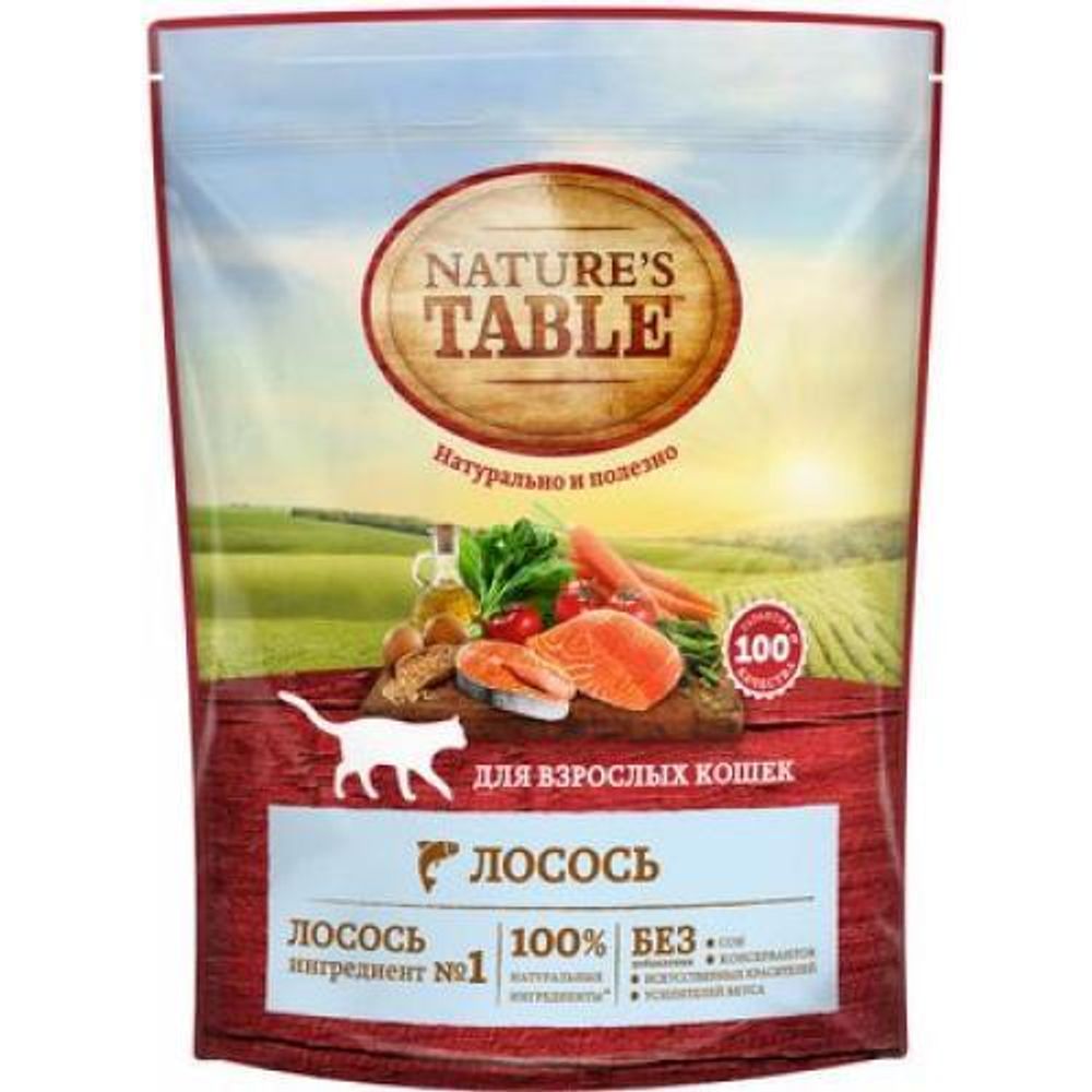 Nature&#39;s Table сухой корм для кошек Лосось 1,1 кг