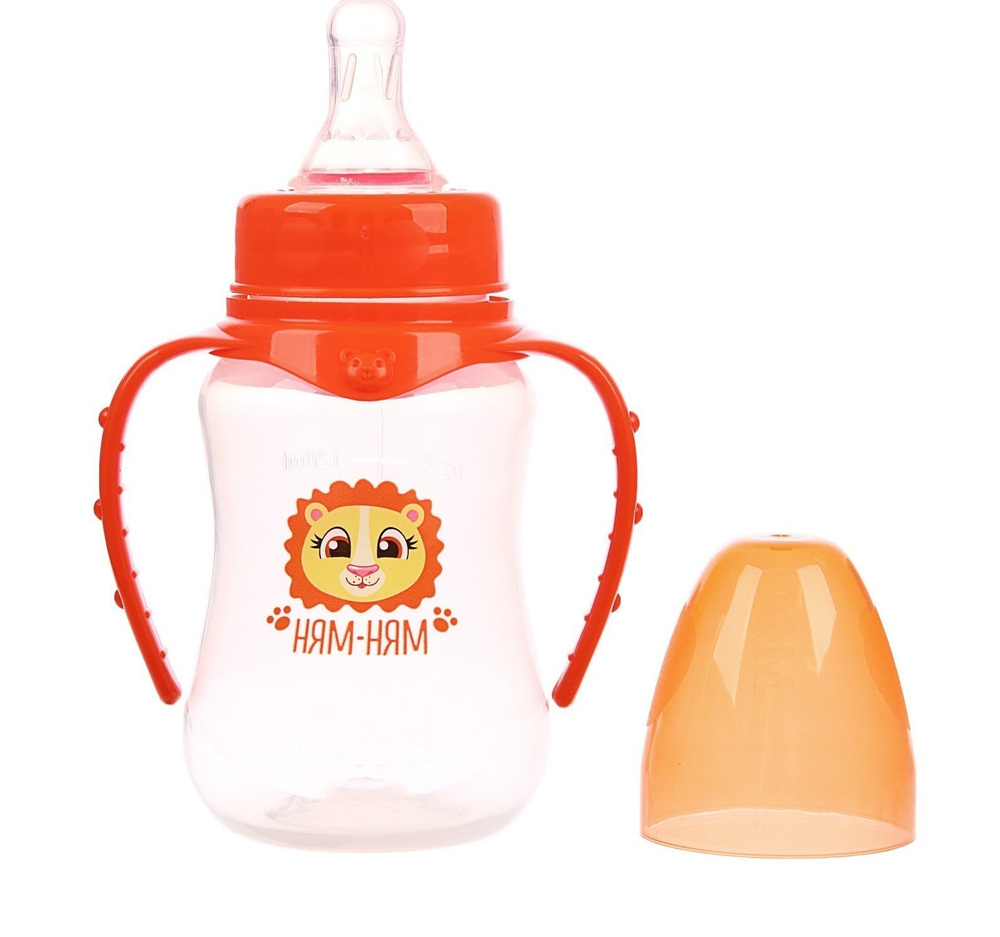 2969877 Бутылочка для кормления «Львёнок Лео» детская приталенная, с ручками, 150 мл, от 0 мес.