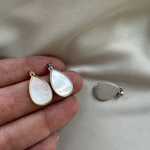 6332-з Подвеска "Капля" с перламутром, 13*19 мм, позолота