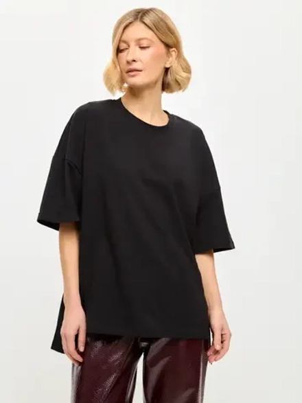 Футболка оверсайз удлиненная с разрезами по бокам