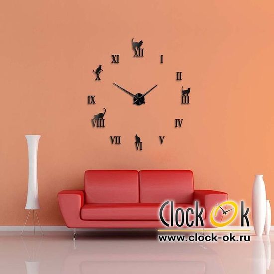 Настенные 3D часы Charm Cat