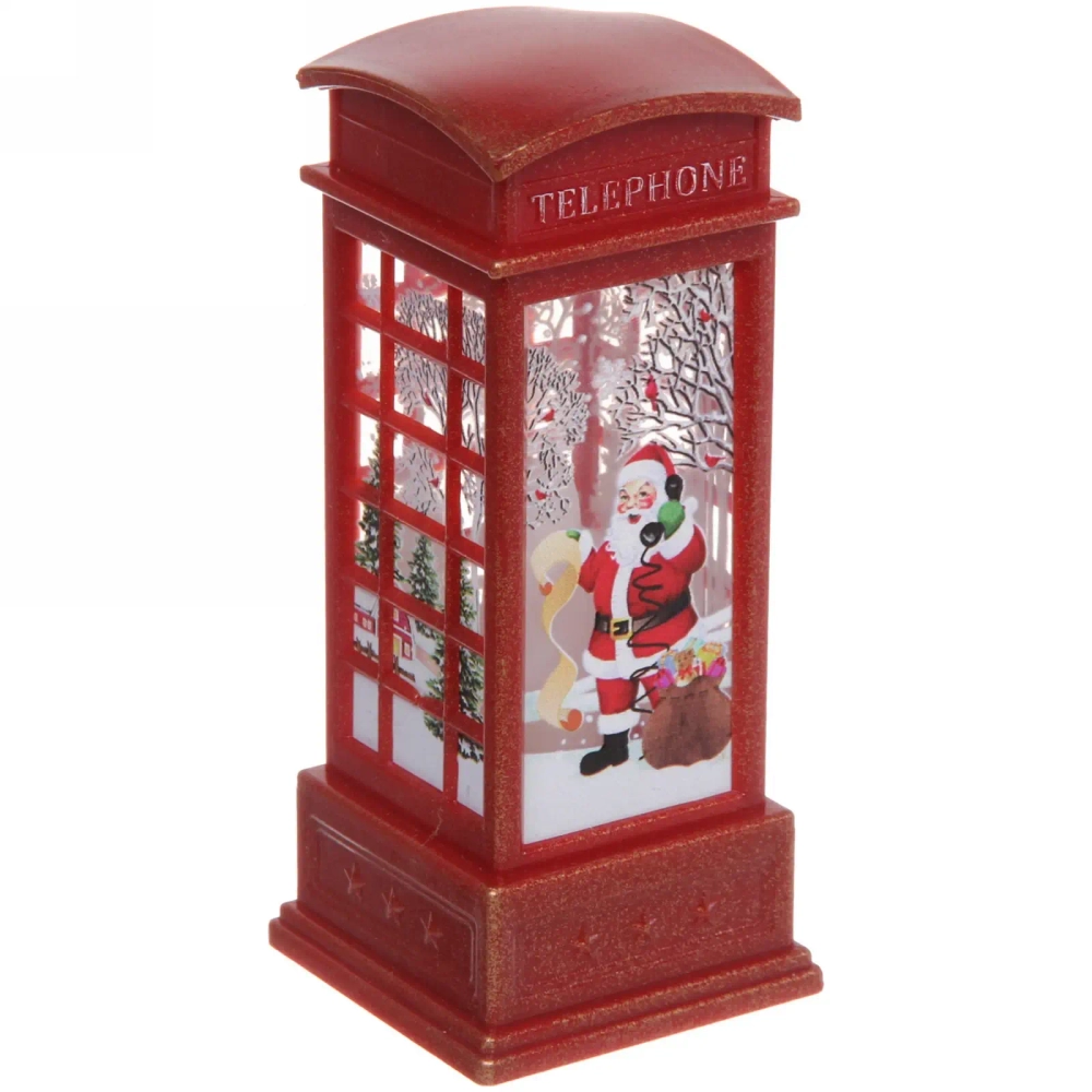 Сувенир с подсветкой Christmas «Телефонная будка - Дед Мороз» 12,5х5,3х5,3 см