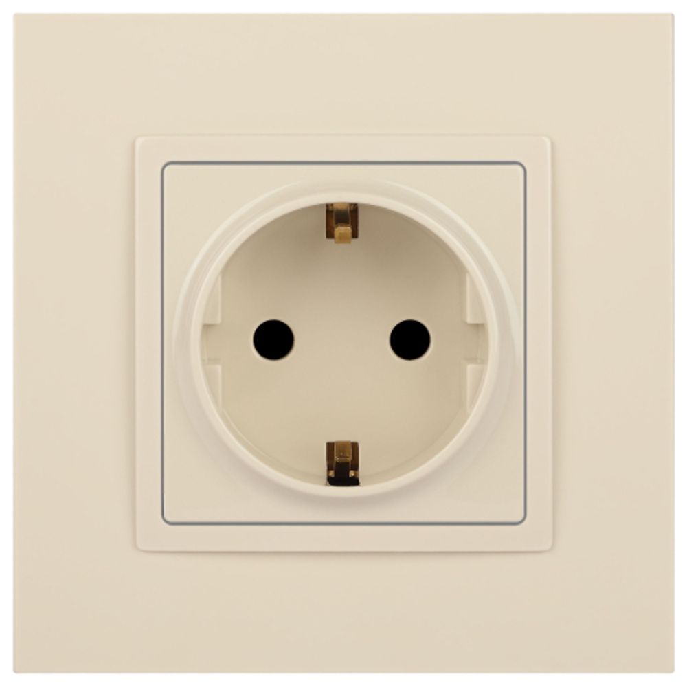 Розетка ЭРА Elegance 14-2102-02 с заземлением 2P+E Schuko со шторками 16A-250В IP20 слоновая кость