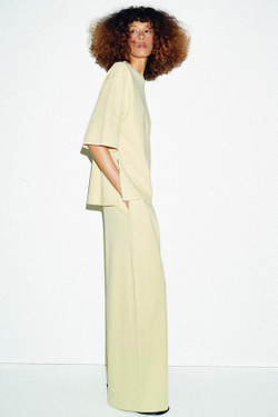 ZARA БРЮКИ ИЗ ИНТЕРЛОКА, СВЕТЛО-ЛАЙМОВЫЙ