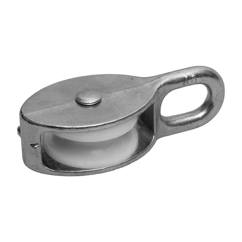 Блок для троса одинарный с нейлоновым роликом М25