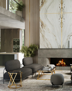 Журнальный столик Круз 48*42 стекло smoke сталь золото