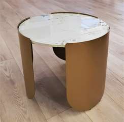 Журнальный столик Stone Antique S, Ø50х42 см, латунь, керамогранит