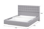 Кровать двухспальная 160х200 мягкая спинка Белый/Серый ткань/Квадро Серый ткань