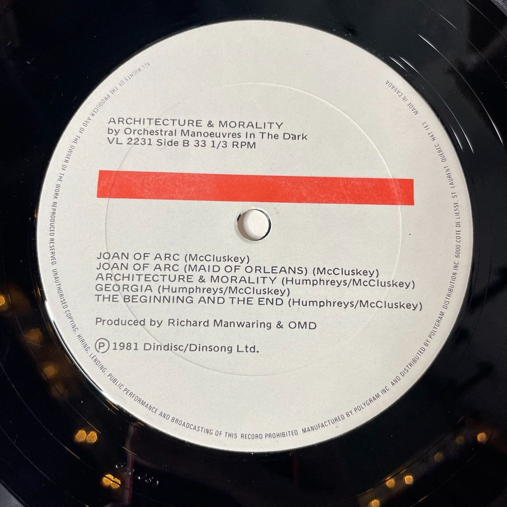 Винтажная виниловая пластинка LP Orchestral Manoeuvres In The Dark Architecture and Morality (Canada 1981)