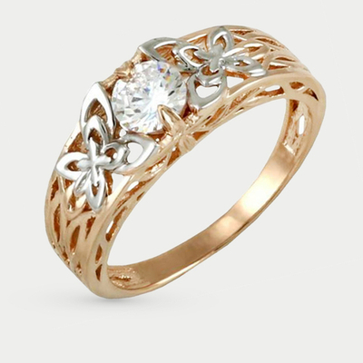 Кольцо женское из красного золота 585 пробы с фианитами (арт. К-2796)