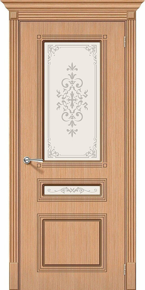 Дверь Стиль / Цвет Ф-01 (Дуб) / Стекло Худ. / Двери Браво