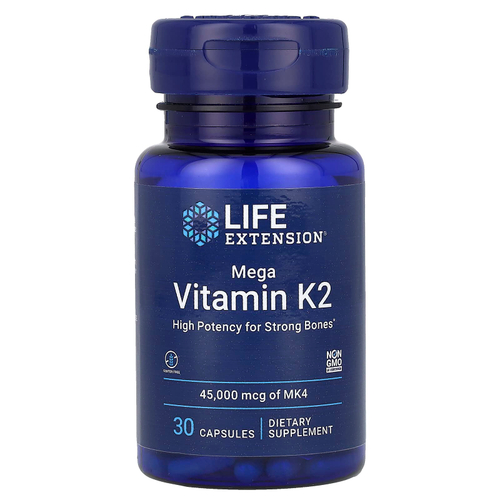Life Extension, Мега витамин K2, 45000 мкг, 30 капсул