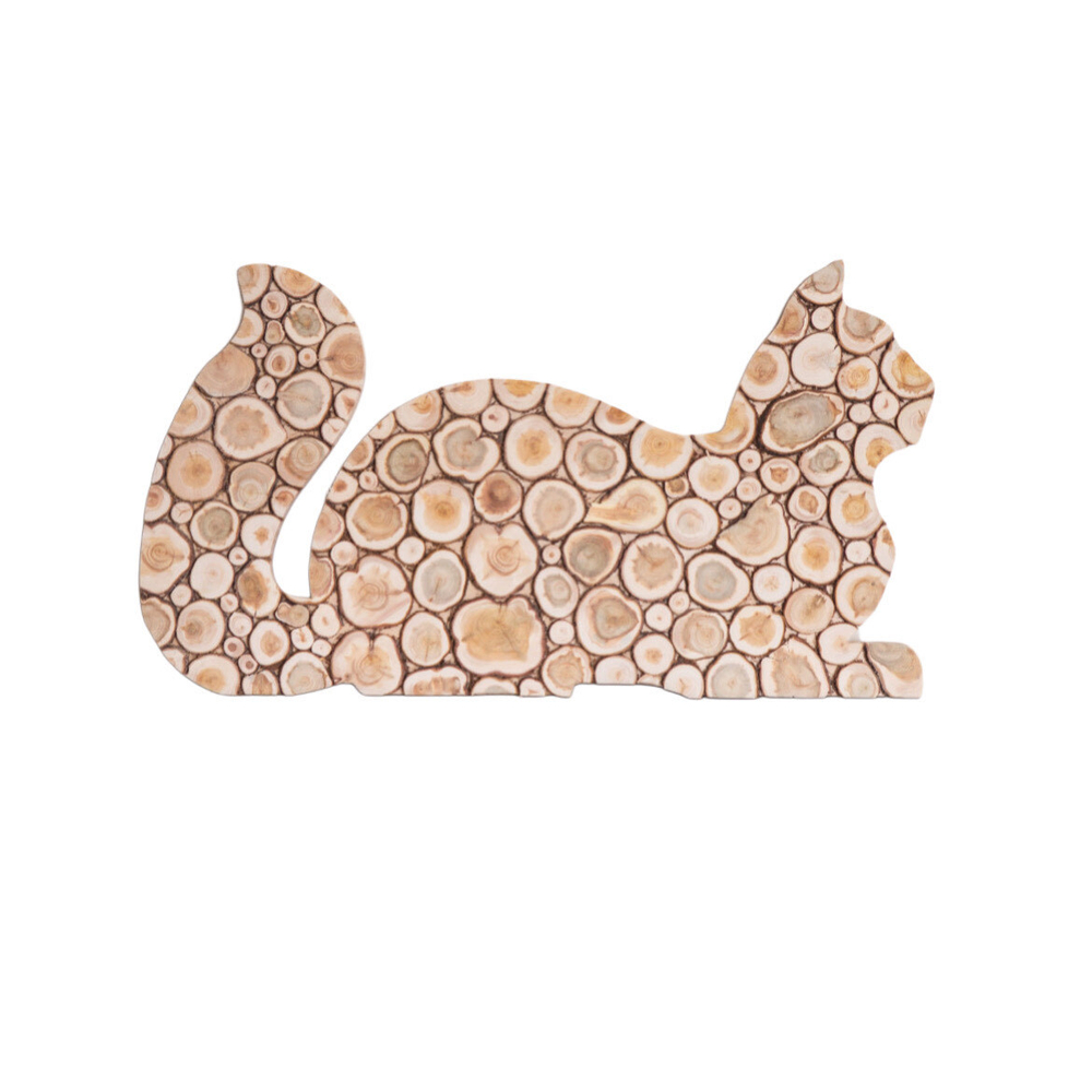 Панно из можжевельника "Кот" 70х40см (повернут вправо)