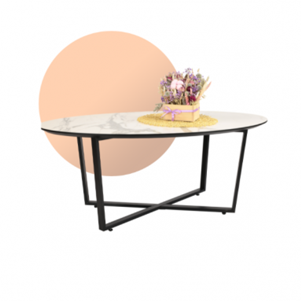 Столик журнальный Палермо 1100х600 Пластик матовый Мрамор белый (Уценка)