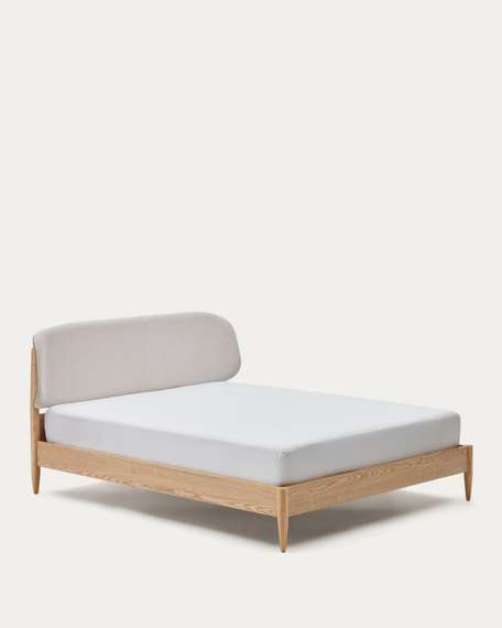 Кровать Octavia из ясеневой фанеры с белым мягким изголовьем 180x200 см