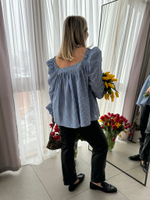 Топ в клетку голубой