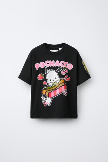 ZARA ФУТБОЛКА POCHACCO AND HIS FRIENDS © SANRIO, ЧЕРНЫЙ