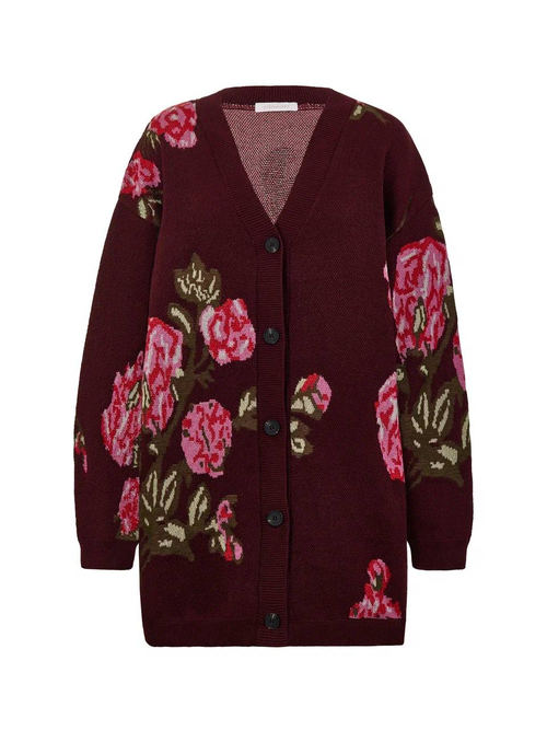 Кардиган удлиненный с топом, бордовый