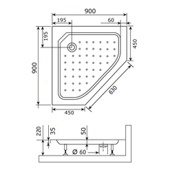 Душевой поддон трапеция RGW STYLE-TR (900x900)