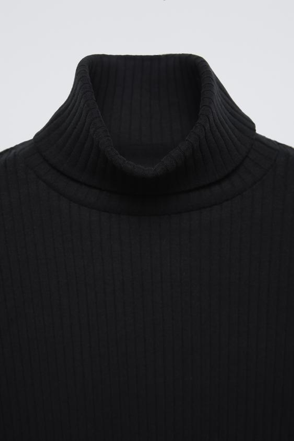 ZARA СВИТЕР В РУБЧИК С ВОРОТНИКОМ-СТОЙКОЙ, ЧЕРНЫЙ