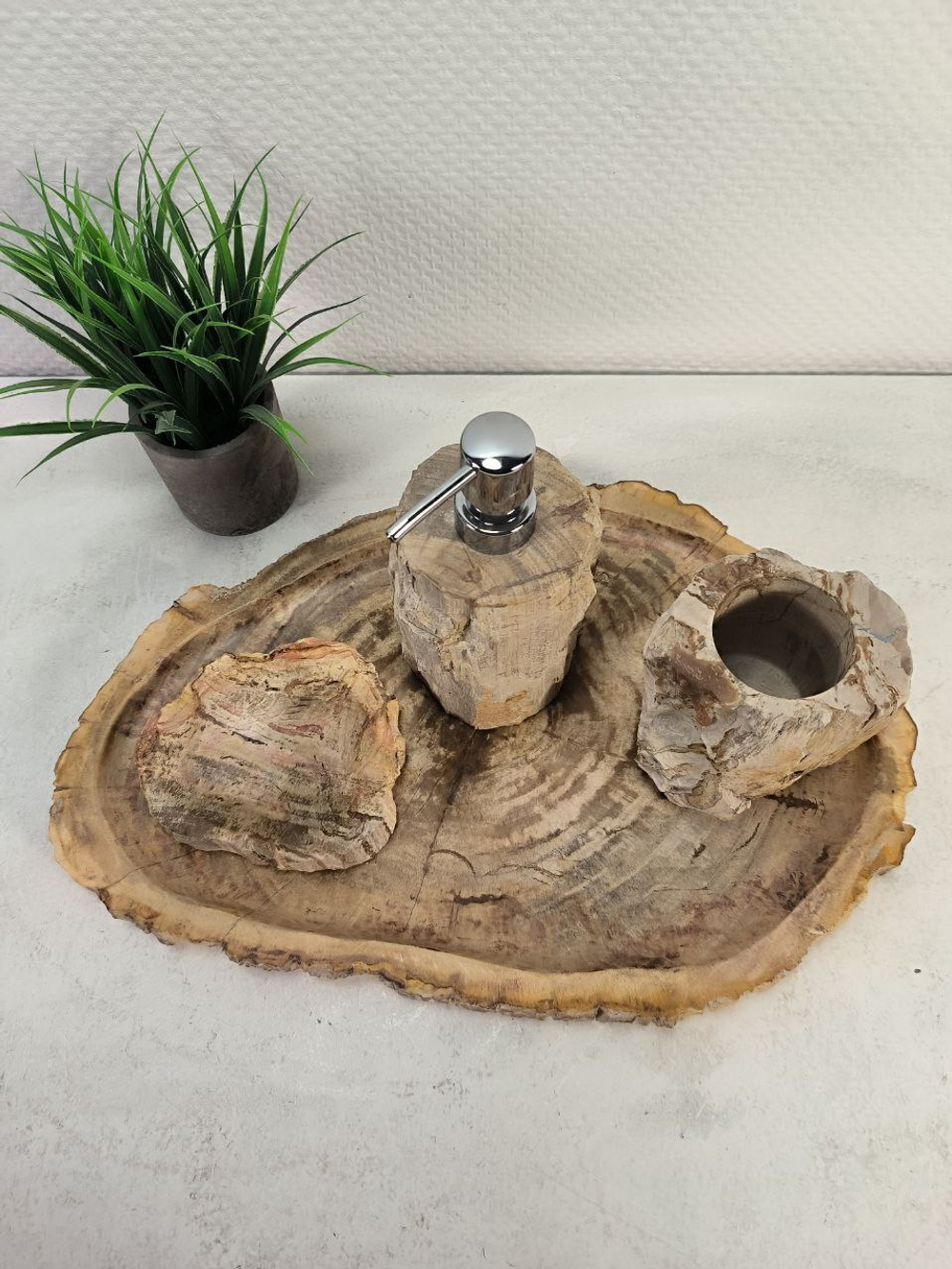 Набор из окаменелого дерева 4 предм Fossil Set NF-63062 поднос 29см*43см