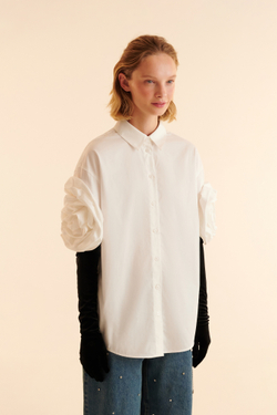 Рубашка с объемными рукавами (CHOUX ROSE), белая