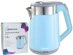 Чайник электрический 1,8л Homestar HS-1019 стальной, голубой