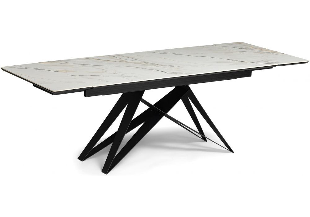 Керамический стол Woodville Блэкберн 160(220)х89 белый gilt white, черный