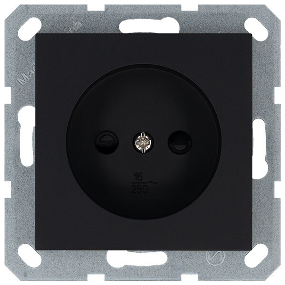 Розетка без заземления с защитными шторками 16A 250V~ 2P, цвет Антрацит