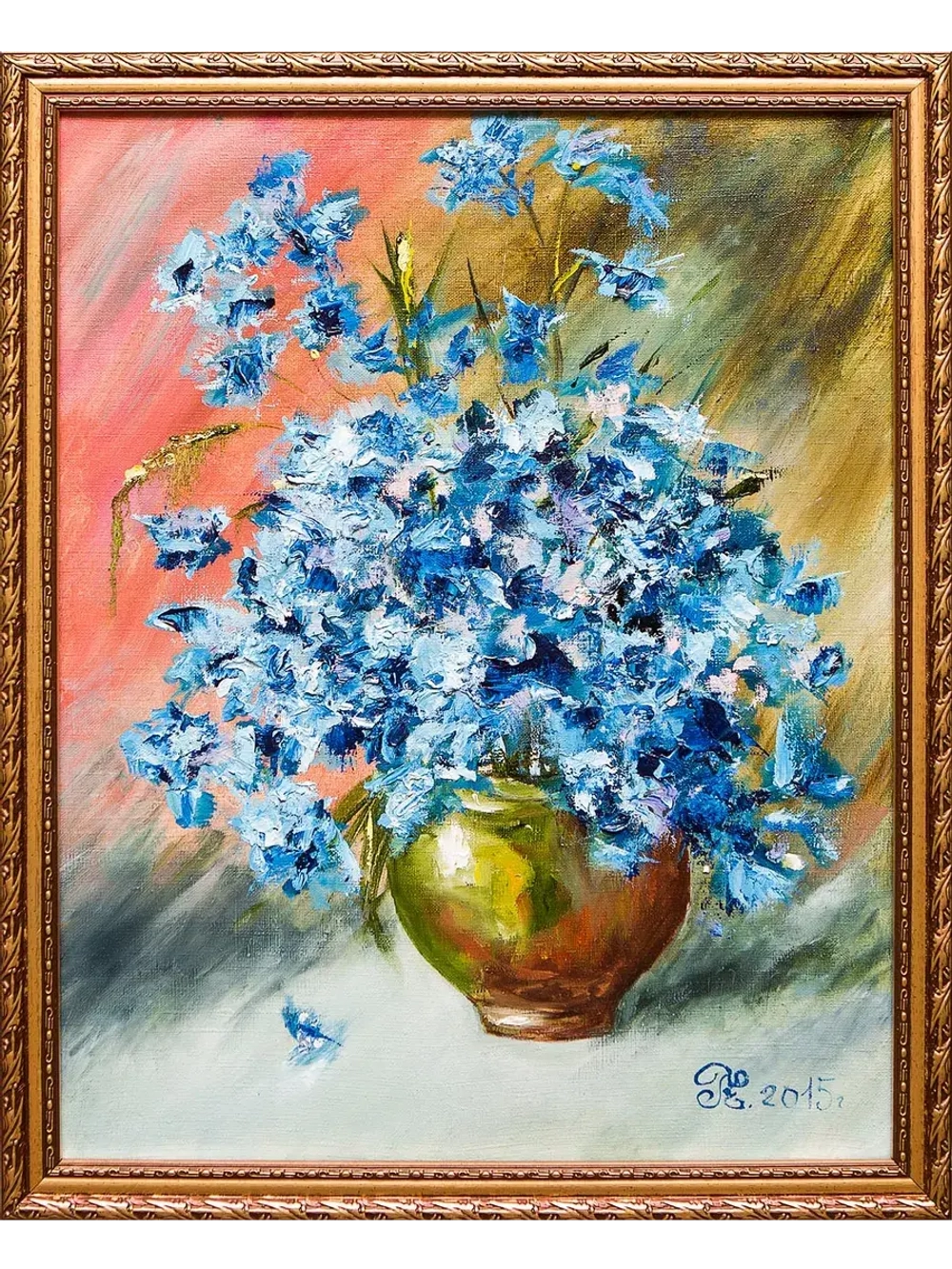 Картина маслом "Голубой букет" Евсеева Галина