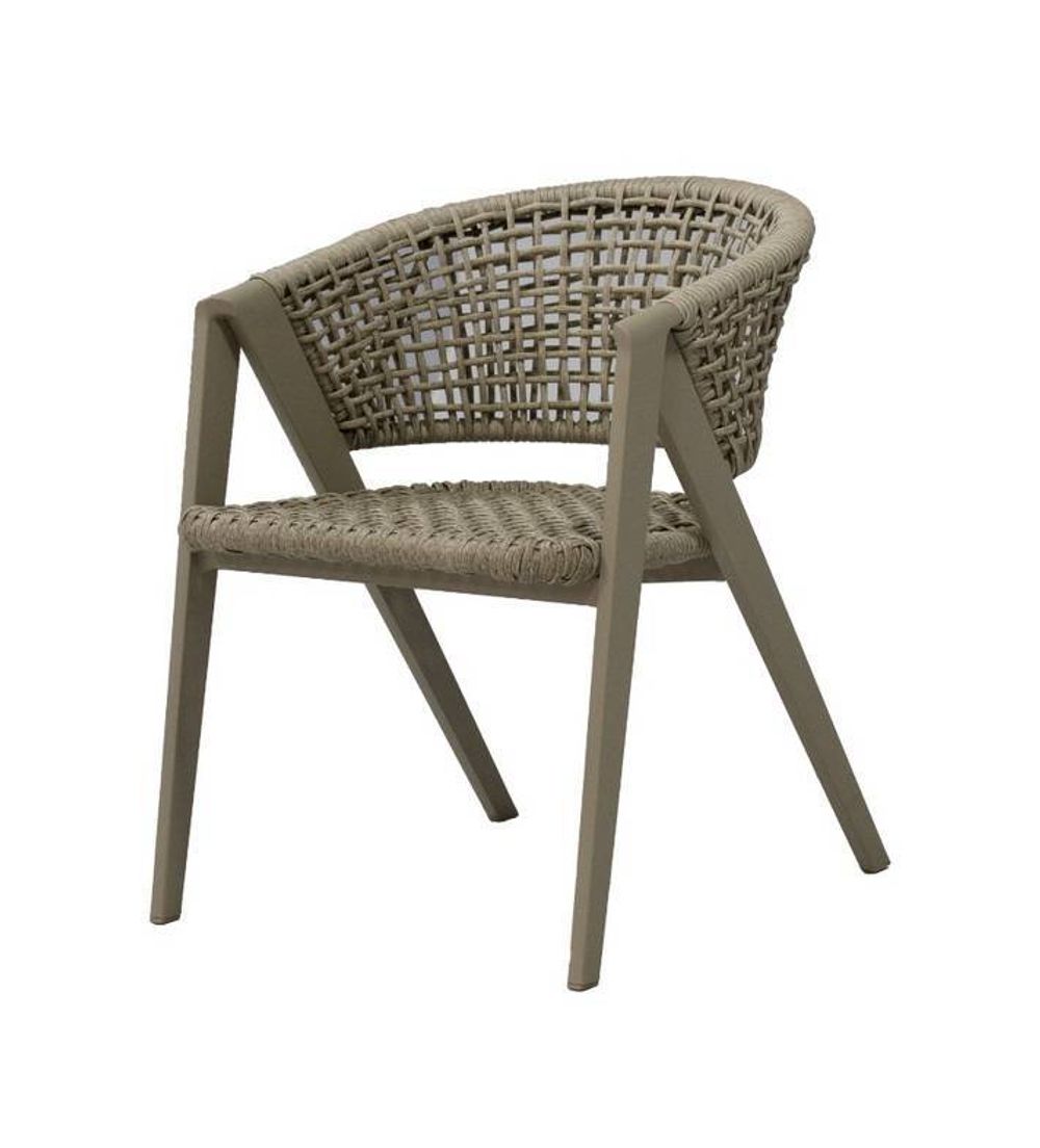 "Амстердам" стул плетеный из роупа, каркас алюминий, роуп серый круглый