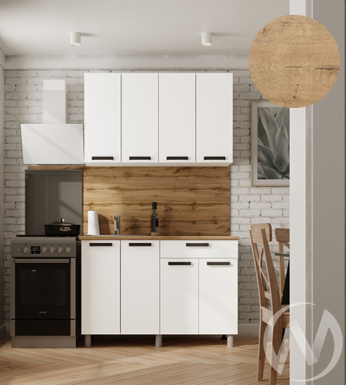 Кухня Кьяра 1.2м (корпус белый/карбон фарфор) 38мм дуб бунратти