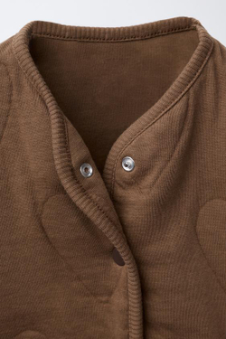 ZARA КУРТКА ФЛИСОВАЯ С СЕРДЕЧКАМИ, КОРИЧНЕВЫЙ