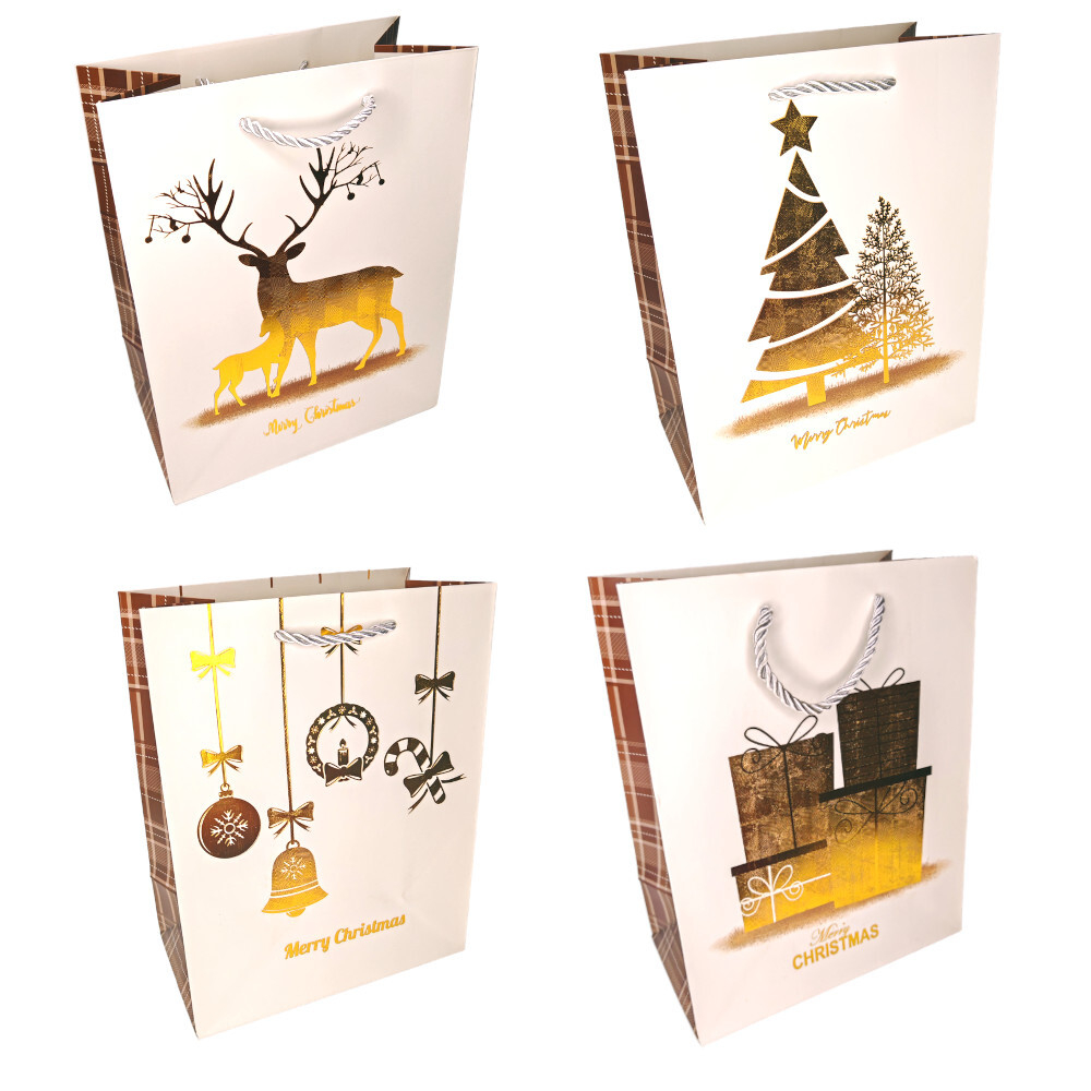 Пакет подар. бум. новогодн. 18*23*10 см 210 гр/м2 "Золото праздника" микс дизайнов