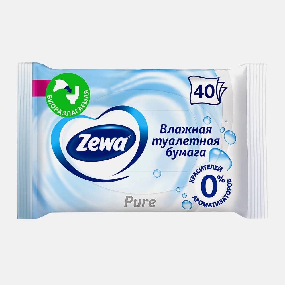 Влажная туалетная бумага Zewa Pure без аромата 40шт