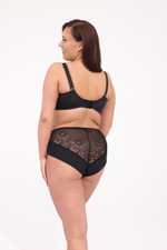 Бюстгальтер-топ с сетчатыми мягкими чашками и гипюром поверх (Размер: 80F) (Цвет: черный)