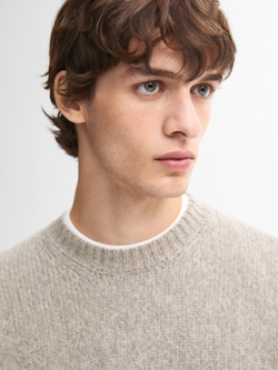 Massimo Dutti СВИТЕР ИЗ СМЕСОВОЙ ШЕРСТИ С КРУГЛЫМ ВЫРЕЗОМ, КОРИЧНЕВЫЙ