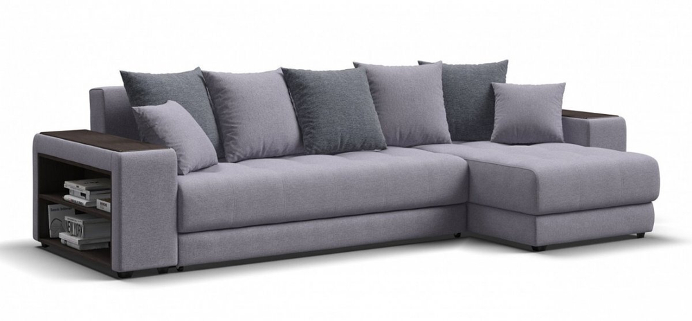 Угловой диван Дубай Рогожка Мальмо платина, Рогожка Венто серый