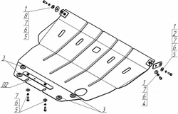 Защита картера Двигателя, КПП. 2 мм, Сталь. для Nissan X-Trail 2001-2007 MOTODOR.01402