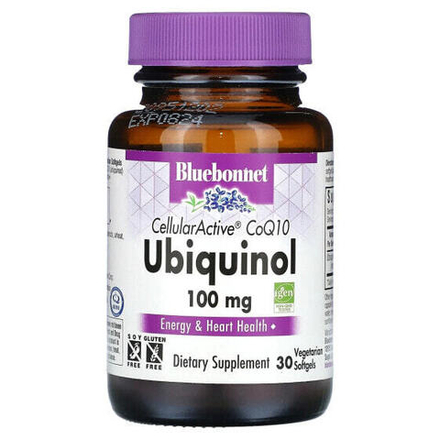 Коэнзим Q10 Bluebonnet Nutrition, CellularActive CoQ10, убихинол, 100 мг, 30 вегетарианских капсул