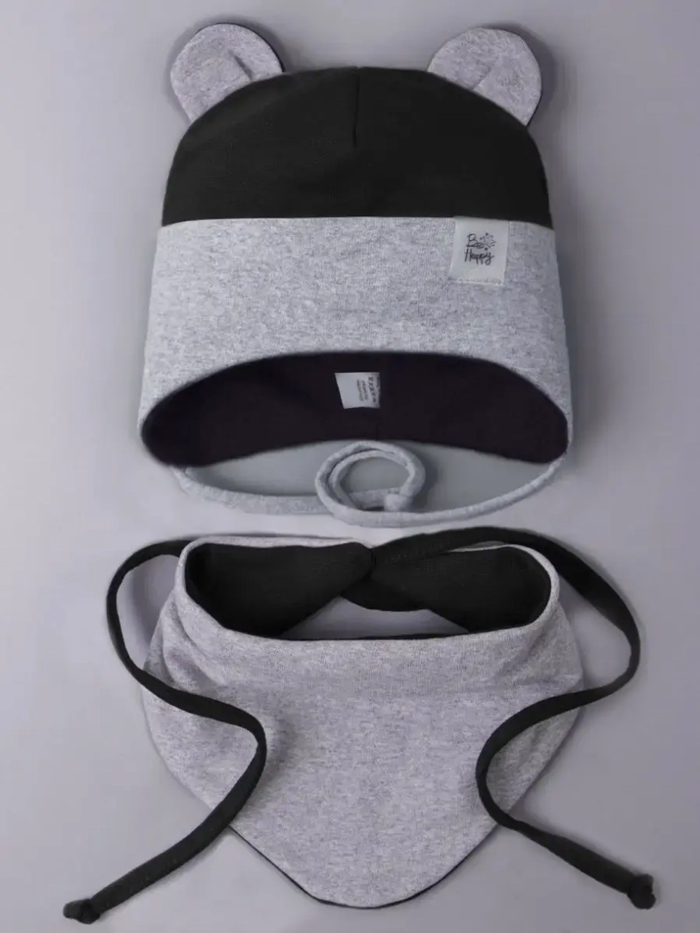 Шапка детская осенняя с ушками и снуд