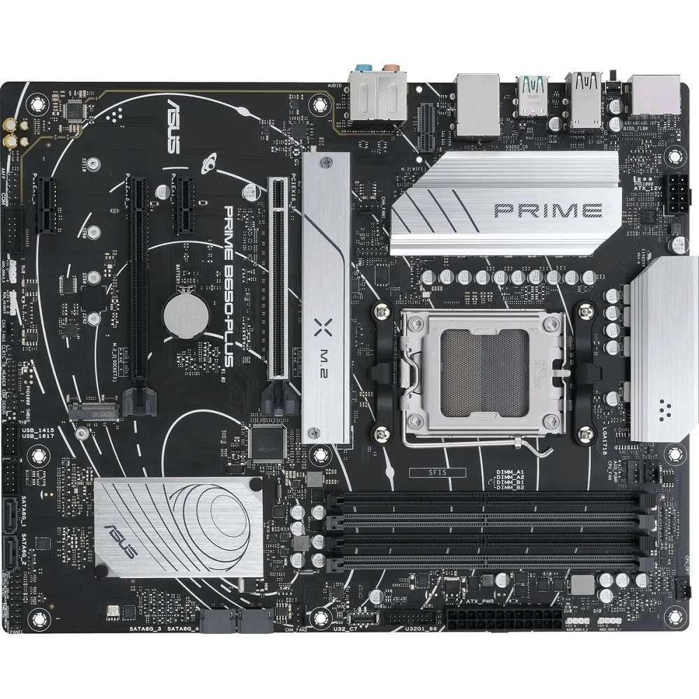 Материнская плата ASUS PRIME B650-PLUS (Socket AM5, ATX, 4xDDR5(128GB), DP / HDMI 2.1, 2xPCIe 4.0x16 / 2xPCIe 4.0, 1xLAN (2.5GbE), 4xSATA 6Gb / s, 2xM.2, 1xM.2 E key, 1xType-C, 5xUSB 3.2, 2xUSB 2.0)