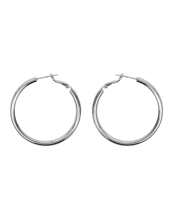 Серьги тонкие кольца, гладкий металл, серебро